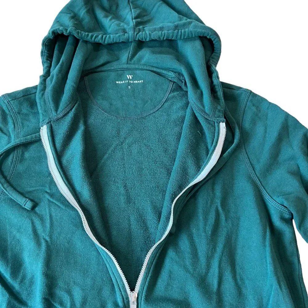 Wear It To Heart Full Zip Hoodie Jacket Green Womens Mens‎ Size Small Athletic